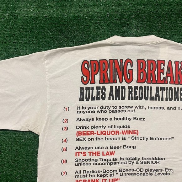 Vintage Y2K Spring Break Rules Single Stitch Party Tee - Picture 1 of 7